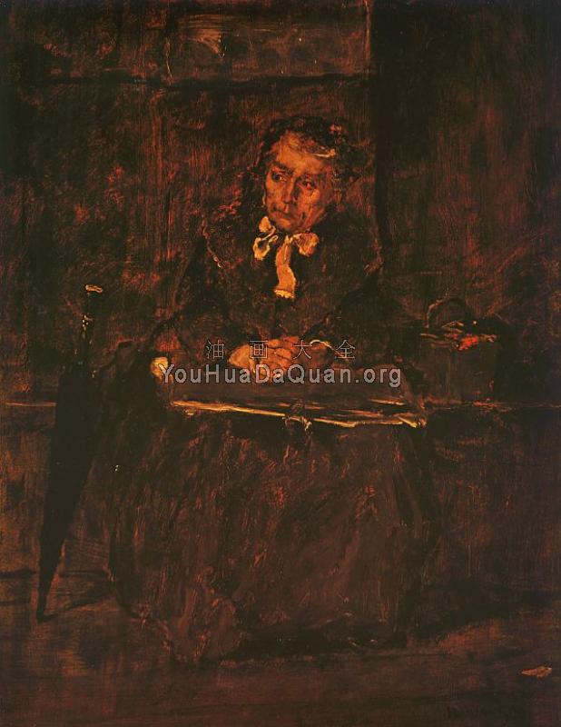 Seated Old Woman-Study for The  Pawnbroker's Shop - 米哈伊·穆卡西斯